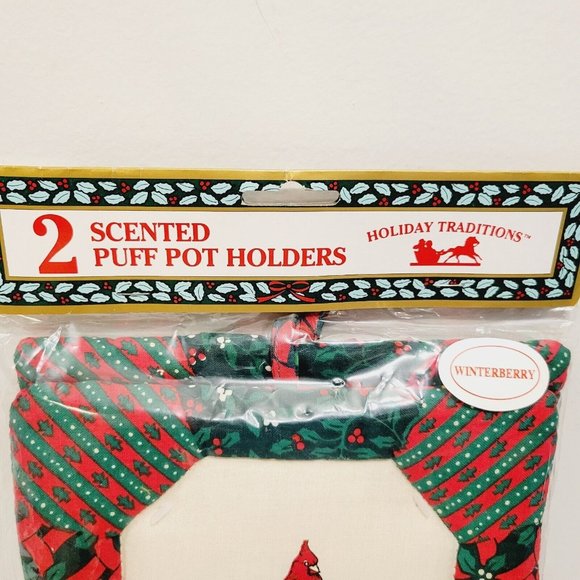 VTG 2 Scented Holiday Christmas Red Cardinal Bird Birdhouse Oven Pot Holders - Picture 3 of 4